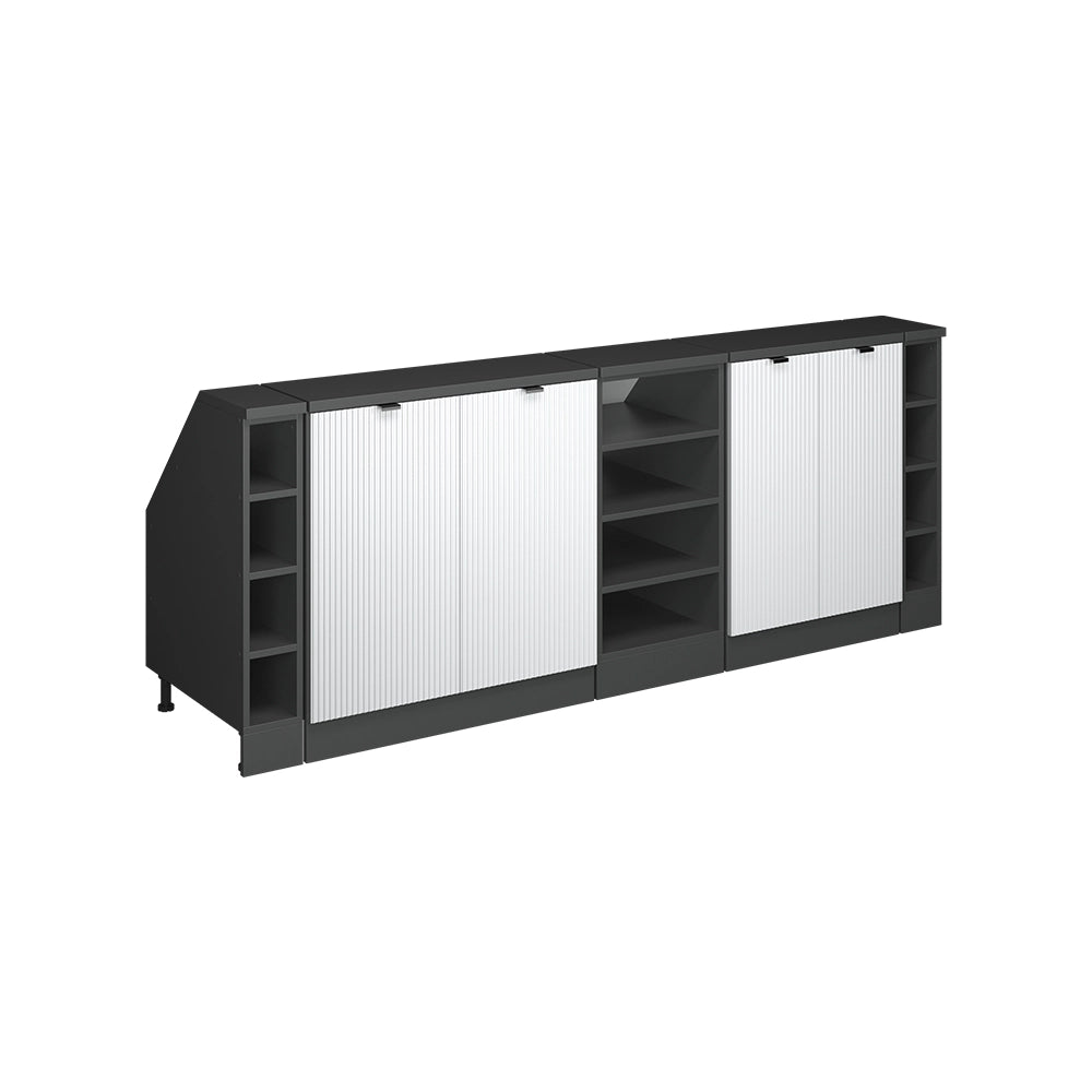 Set di mobili sottotetto Rion Ondulazione bianca/Antracite 210 cm Set di 5 carcasse armadio profondità 60 cm Vicco