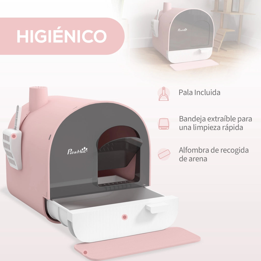 Casetta per Gatti con Vassoio Estraibile e Filtro ¨C Zephmum ¨C Rosa 43x44x47 cm