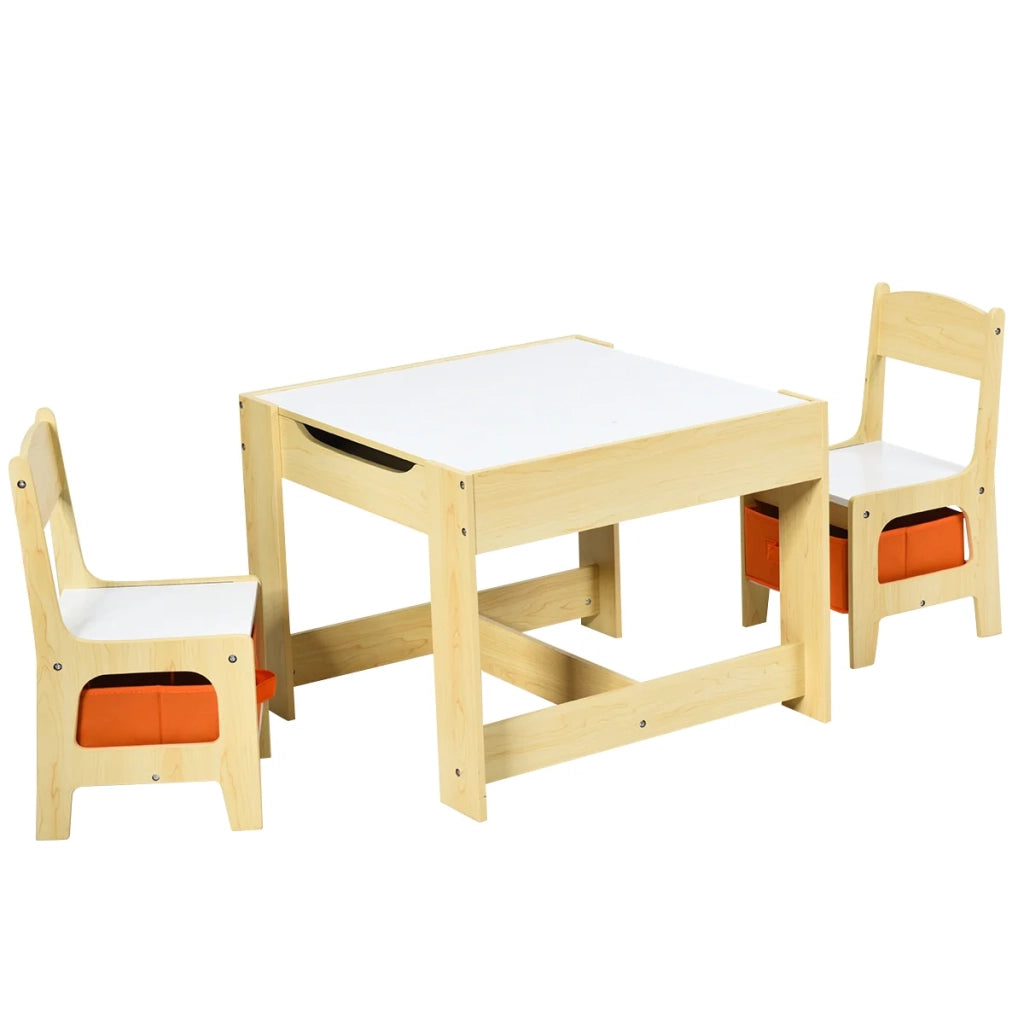 Tovaglietta per bambini 62 x 62 x 48 cm scrivania ergonomica 2 in 1 con contenitore design giocoso MDF bianco 20_0019401