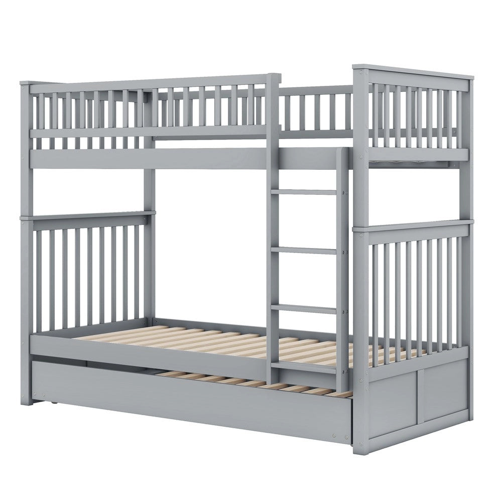 Letto a Castello Tre Posti con Letto Estraibile ¨C MINIMAL ¨C Grigio, 90x200