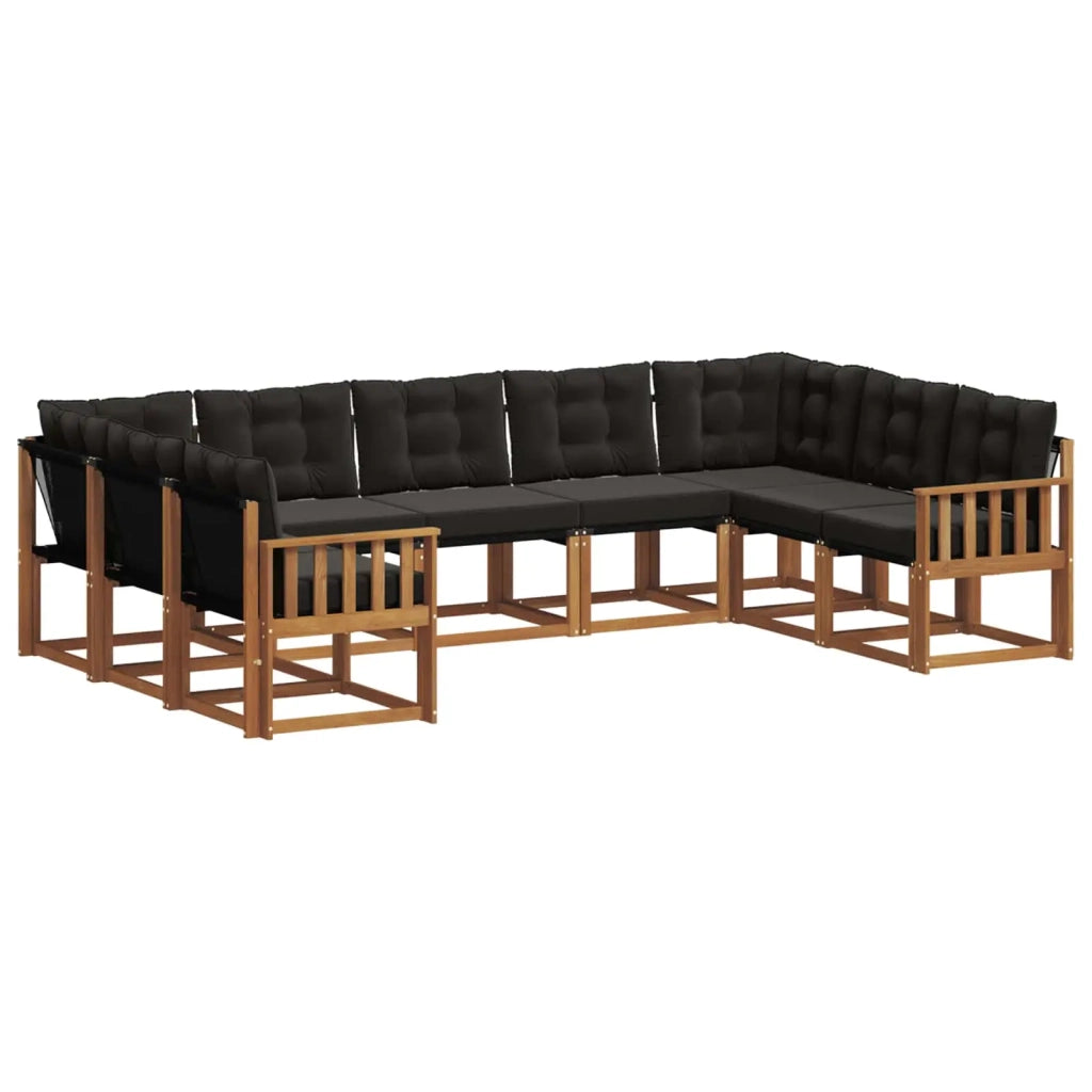 Set di divani da esterno con cuscino 9 pcs Naturale e Nero 3369047