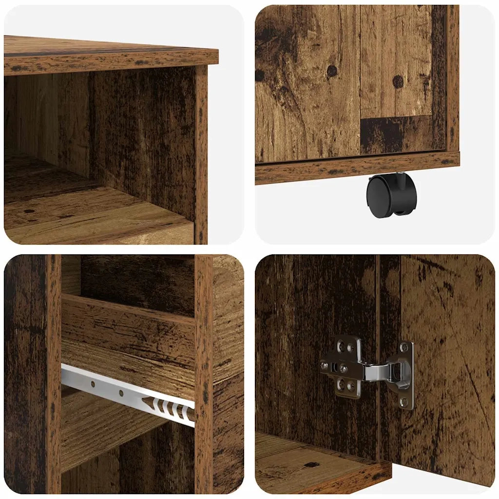 Scrivania | Tavolo da Ufficio con Ruote con cassetto Legno vecchio 91 x 50 x 77 cm