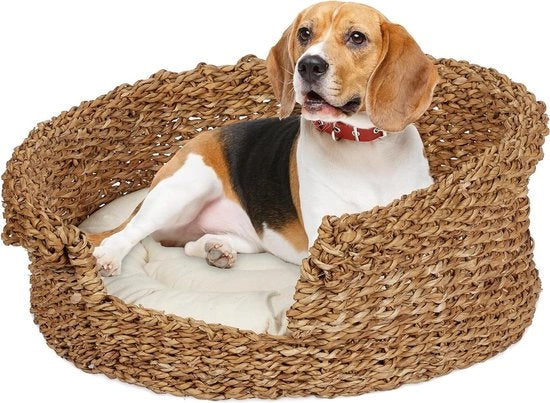Cuscino per Cani e Gatti in Zeegras Naturale, Rond, H 18 x L 46 cm