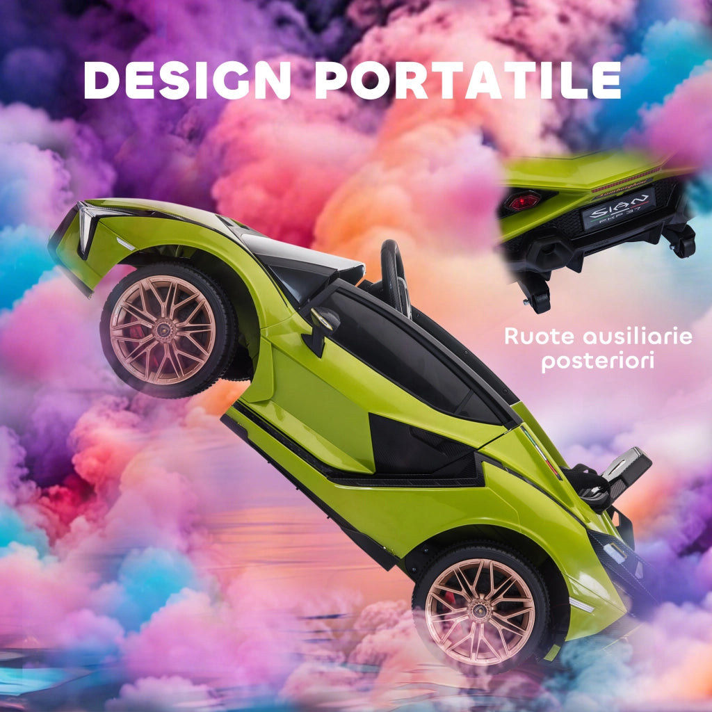 Auto Elettrica Bambini 12V Lamborghini ¨C zephmum ¨C Verde con Telecomando