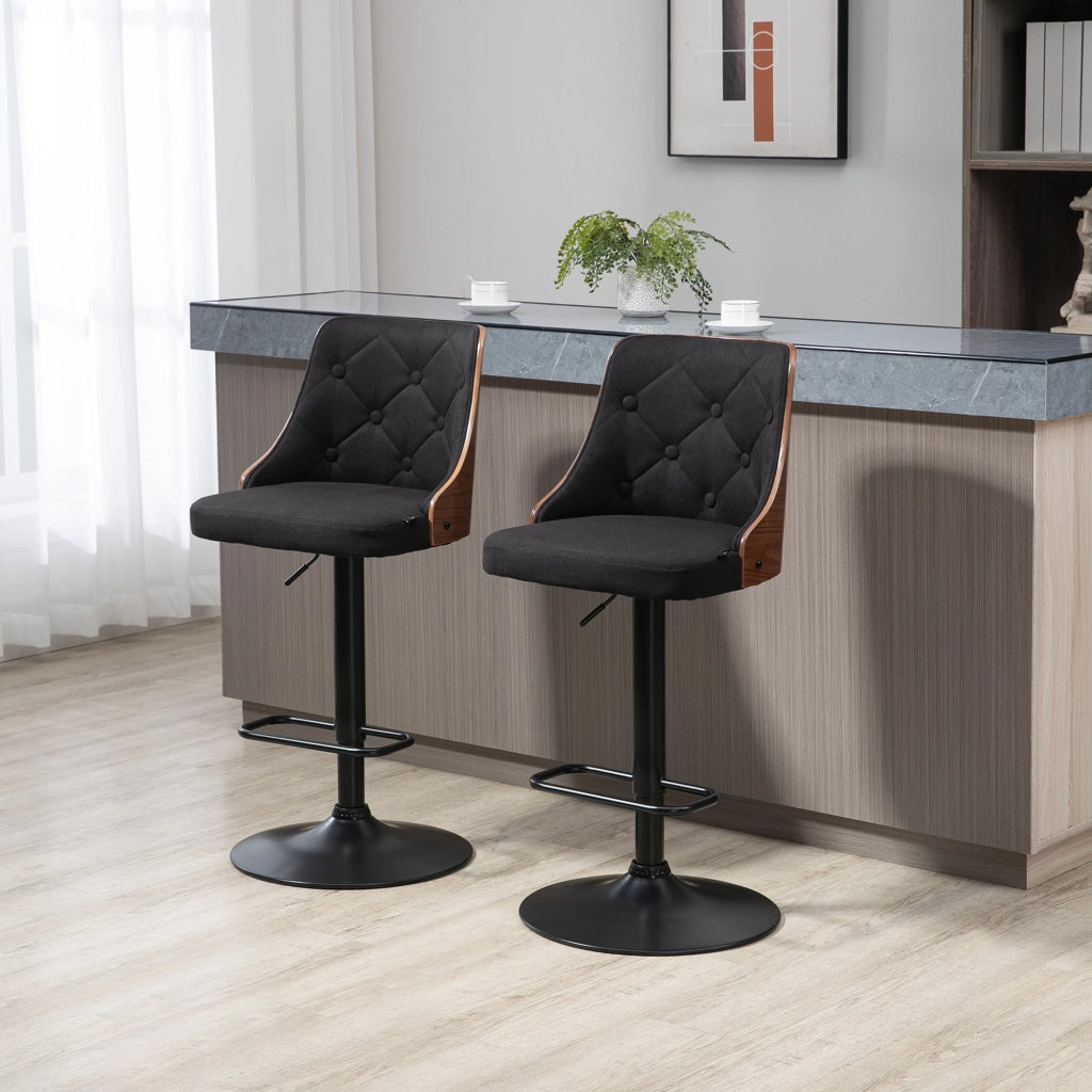 EasyComfort Set 2 Sgabelli Alti Girevoli da Cucina e Bar, Moderni ad Altezza Regolabile in Tessuto Traspirante, 47.5x50x93.5-116 cm