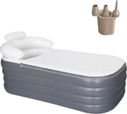 Bagno gonfiabile per adulti - Bagno di ghiaccio trasportabile grande per uso domestico - Vasca da bagno per relax con supporto per la testa e contenitore per bicchieri (inclusa pompa a mano)