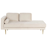 Chaise longue Velluto beige e oro Imbottito Orientamento versione sinistra Gambe In Metallo Cuscino  Design Moderno