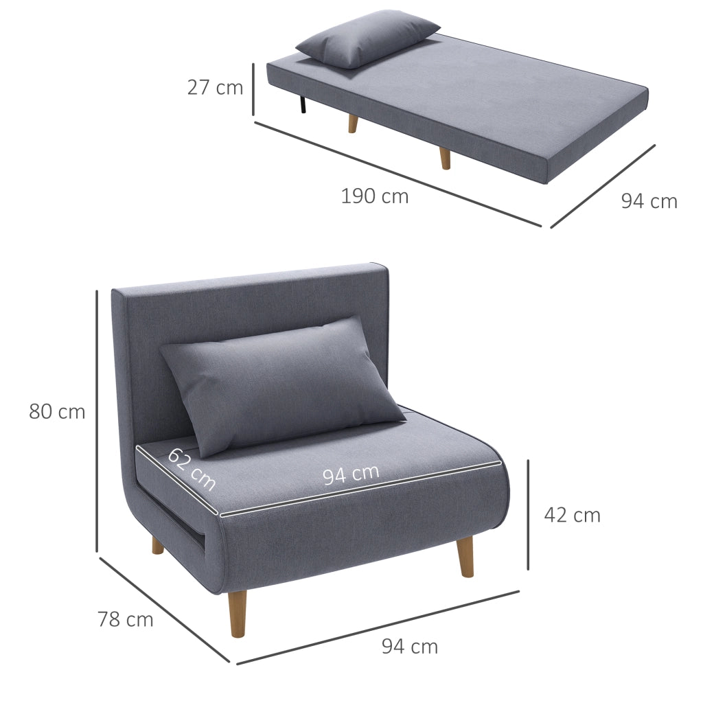 Divano letto ¨C zephmum ¨C grigio tessuto 94x78x80 cm