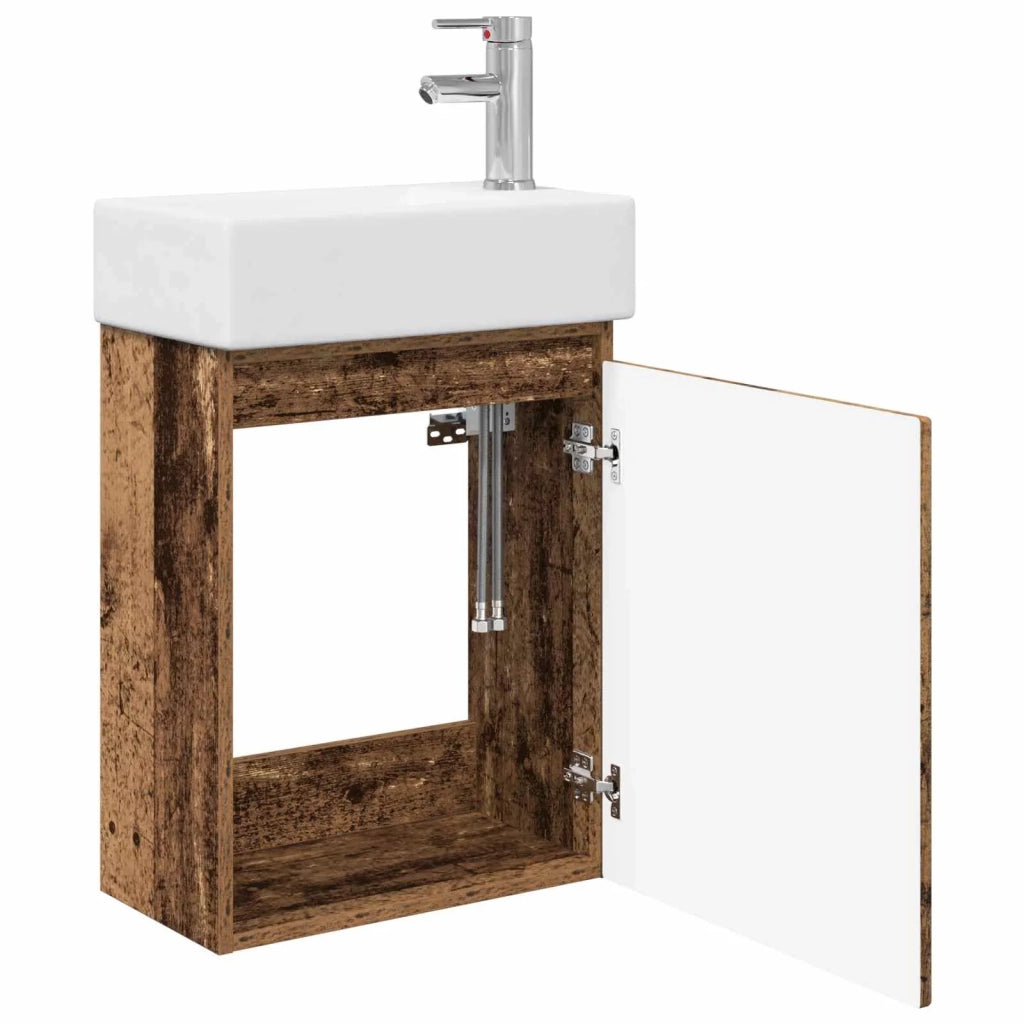 Mobile bagno con rubinetto Legno antico 45,5 x 25,5 x 84 cm 889499