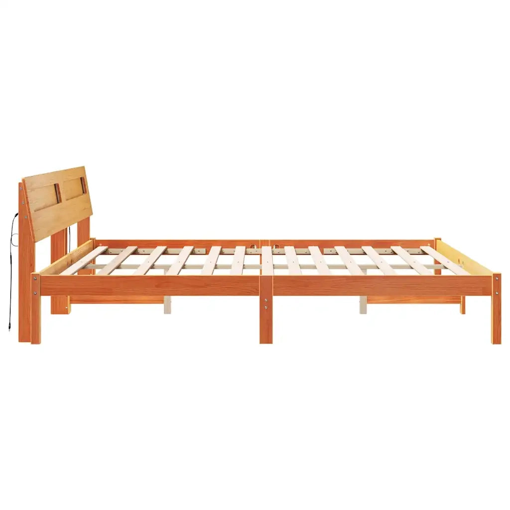 Struttura del letto-Giroletto Marrone 200 x 200 cm Pino massello 659141