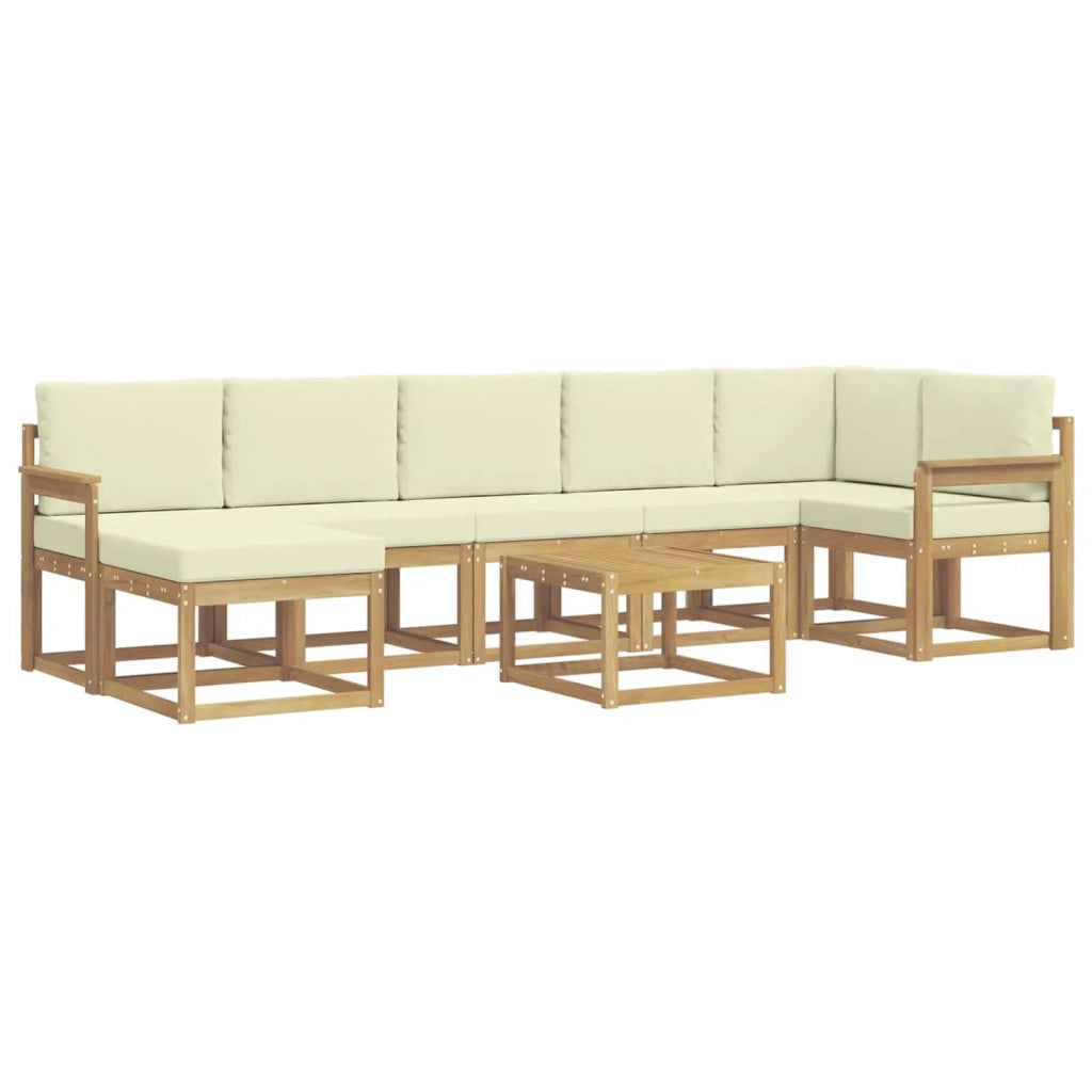 Set di divani da esterno 8 pcs Bianco e Crema Poliestere 3387969