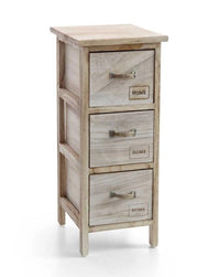 CASSETTIERA SLIM HOME IN LEGNO 3 CASSETTI 26X32XH62 CM BIANCO E LEGNO NATURALE
