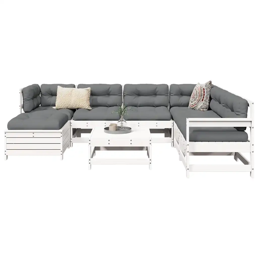 Set Divani da Giardino 8 pz in Legno Massello di Pino Bianco 3250605