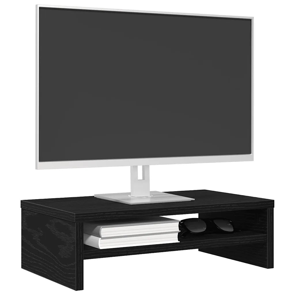 Supporto per Monitor Rovere Nero 42x24x13 cm in Truciolato 862407