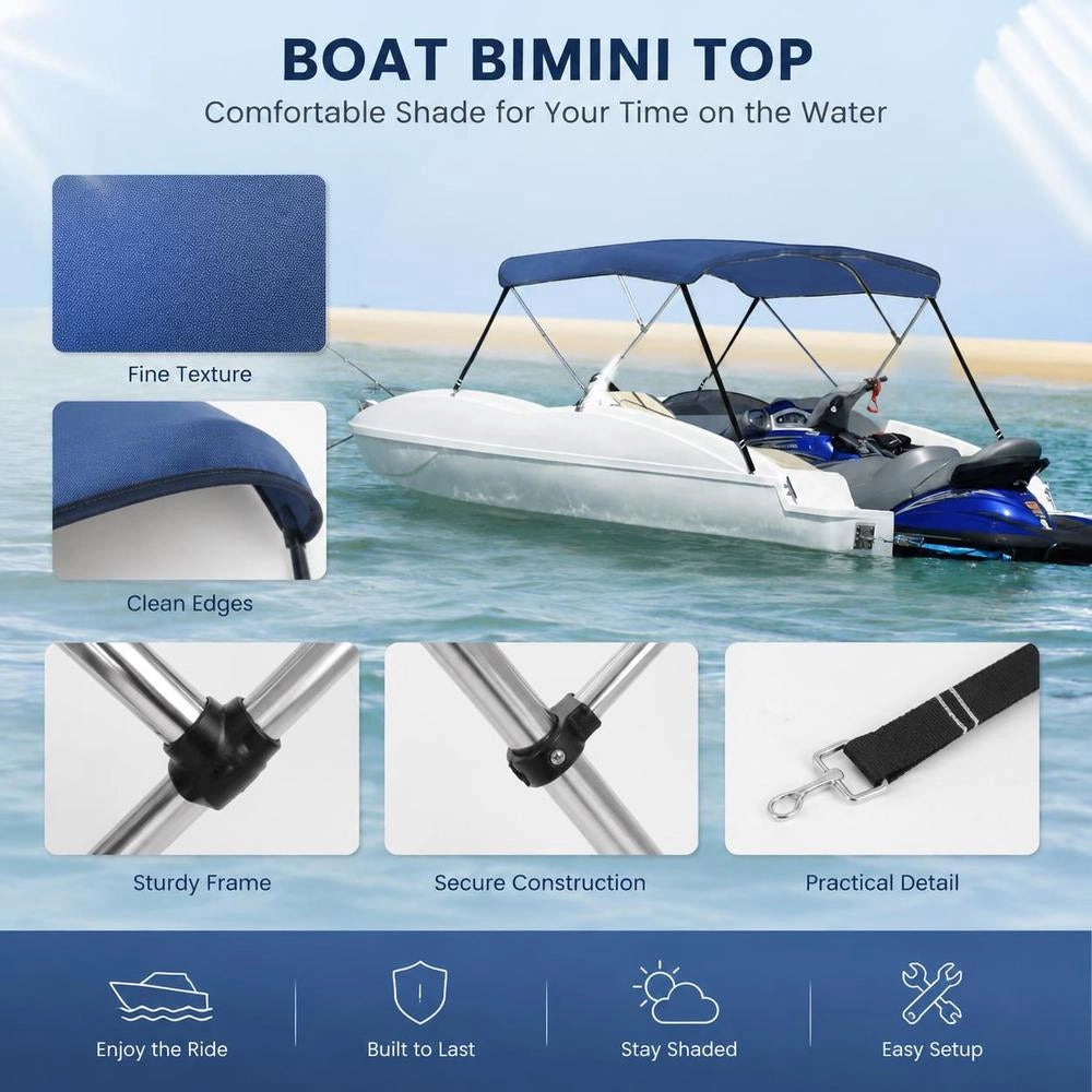 3-Bow Bimini Top Blue 183x160x137 Cm