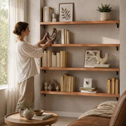 Wall Shelf, Light Brown, 80x30x(2-4) Cm, Solid Oak, Treated