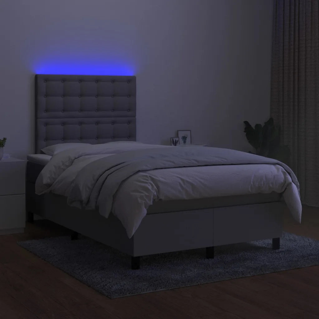Letto a Molle Materasso e LED Grigio Chiaro 120x200 cm Tessuto 3135181