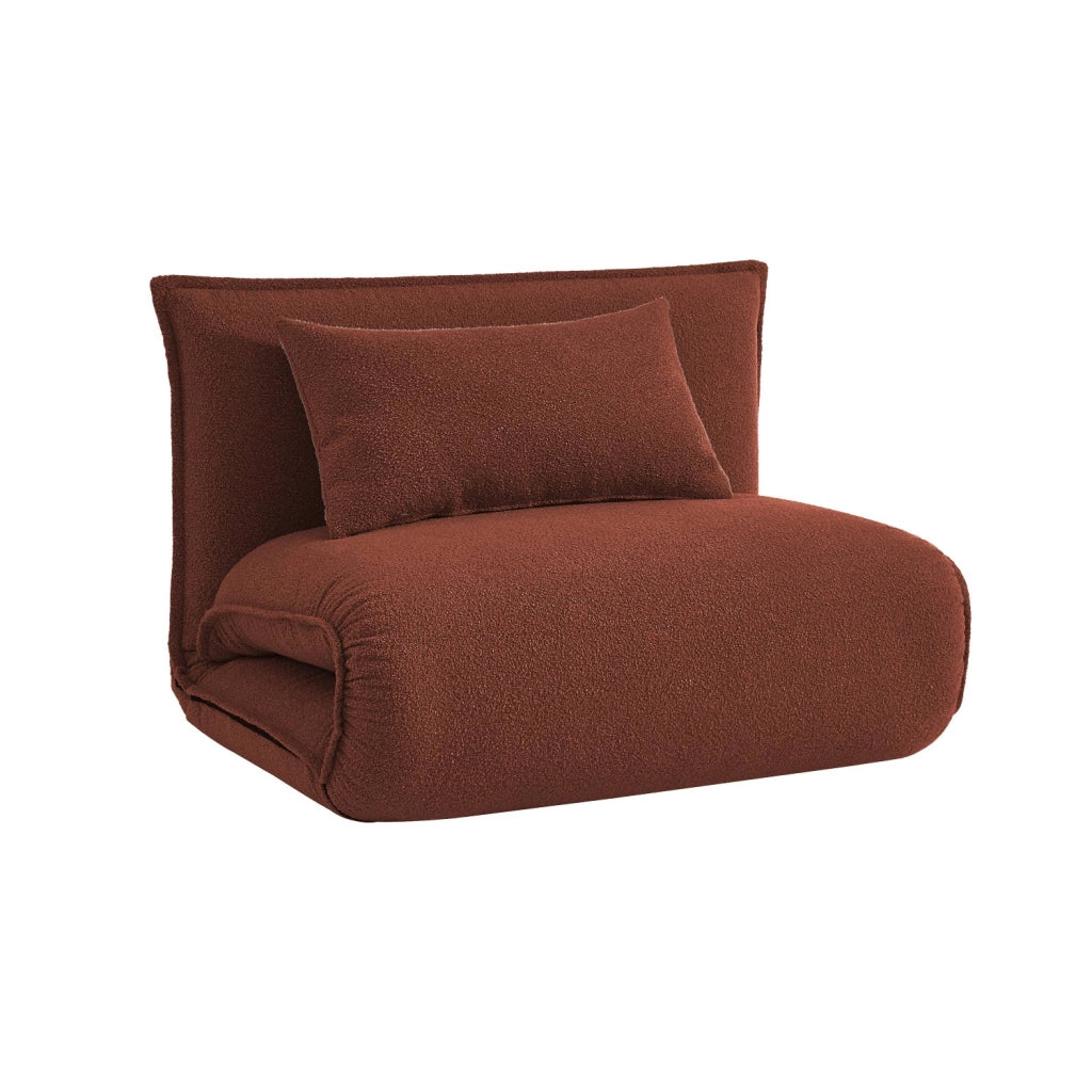 Poltrona letto trasformabile 1 posto bouclé testurizzato, terracotta