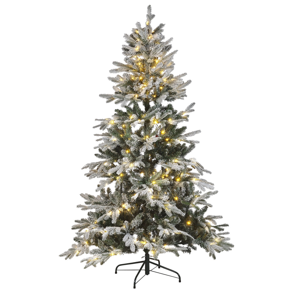 Albero di natale artificiale bianco sintetico 180 cm innevato pre innevato con neve rami innevati led lucine natalizie