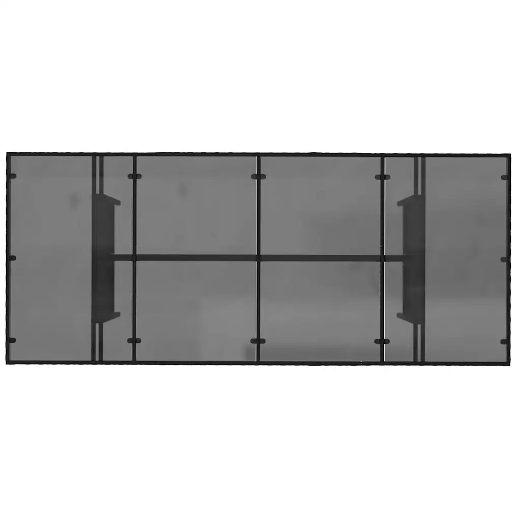 Tavolo da Giardino | Tavolino da esterno Piano in Vetro Nero 190x80x75 cm Polyrattan