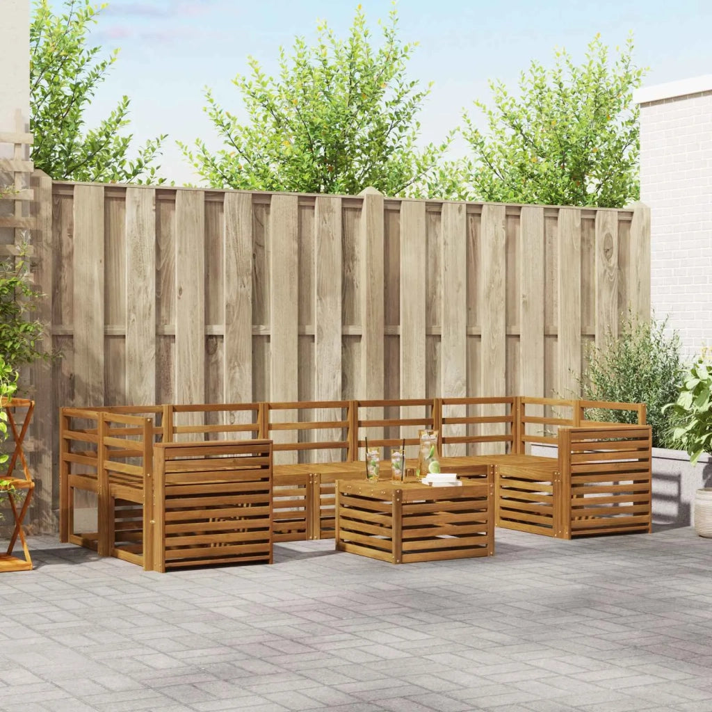 Set di divani da esterno 8 pz Naturale Legno di Acacia Massello 3374534