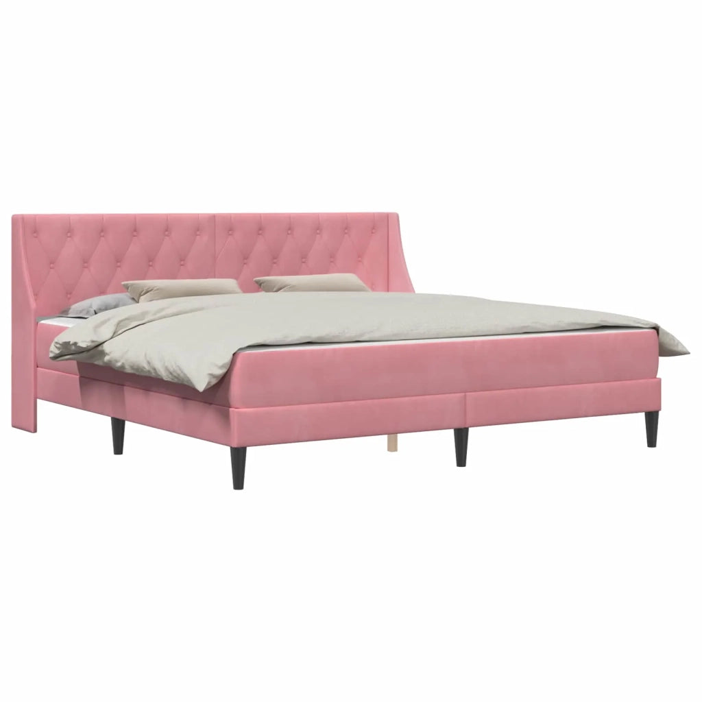 Struttura letto con materasso Rosa 200 x 200 cm Velluto 3414822