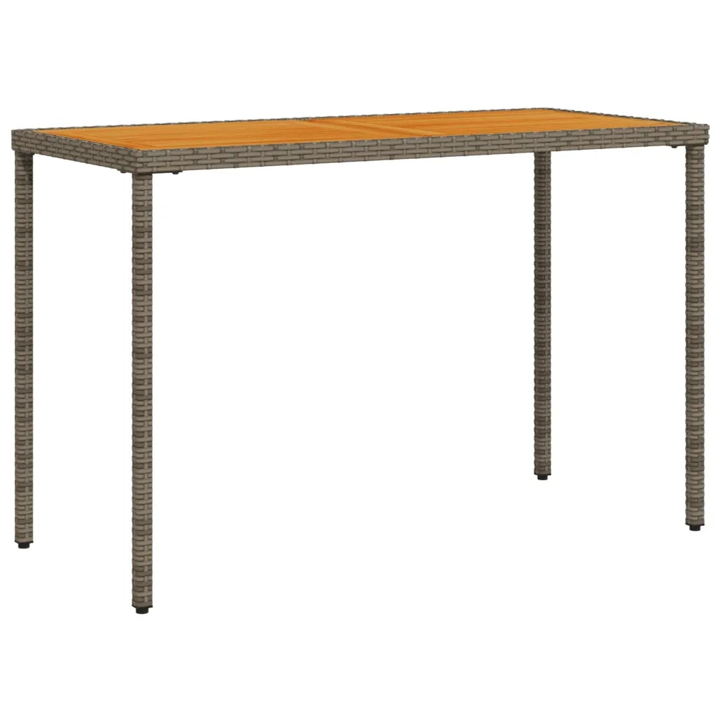 Tavolo Giardino Piano Legno Acacia Grigio 115x54x74 Polyrattan 365076