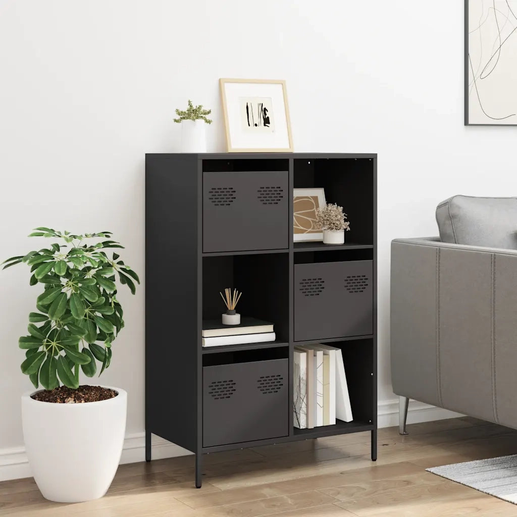 Credenza-Buffet-Armadio da cucina Nera 68x39x103,5 cm in Acciaio 826888