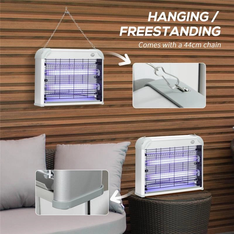ZAPPER PER INSETTI E ZANZARE DA 20W A LUCI LED UV CON VASSOIO RIMOVIBILE IN ABS E METALLO 39X8X28 CM