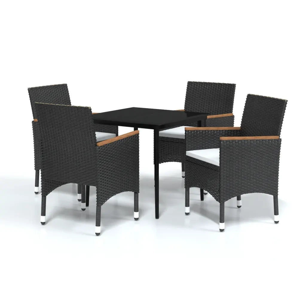 Set da Pranzo da Giardino 5 pz | Set Salotto da Giardino con Cuscini Nero
