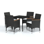 Set da Pranzo da Giardino 5 pz | Set Salotto da Giardino con Cuscini Nero