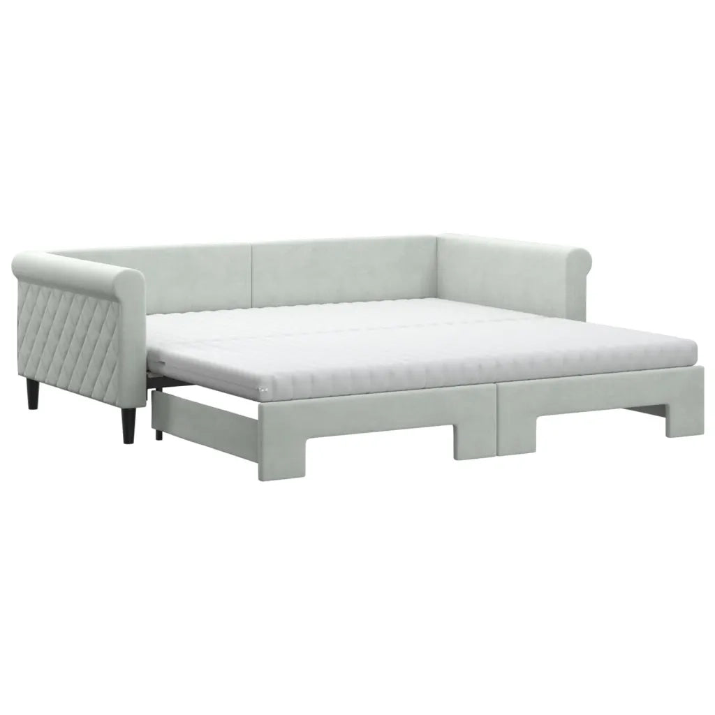 Divano Letto Estraibile Materassi Grigio Chiaro 100x200 Velluto 3197802
