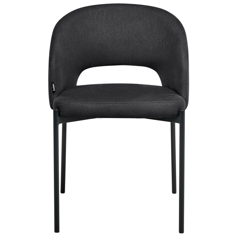 Set di 2 sedie da pranzo tessuto nero e metallo braccioli e schienale con apertura moderna industriale