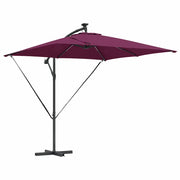 Ombrello | Parasolne con strisce LED Rosso Bordeaux 249 x 249 x 250 cm