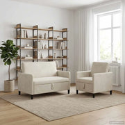 Set di Divani con Storage 2 pz Crema Poliestere 3429170