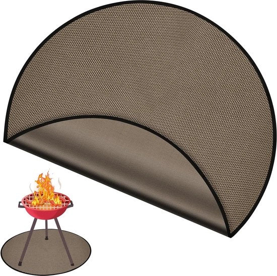 Pavimento protettivo rotondo per camini 914cm - Tappeti per zona di fuoco all'aperto - Tappeto per griglia resistente al calore - Mattonelle per terrazza e prato - Mattonelle per fuochi di campo e campeggio (marrone)