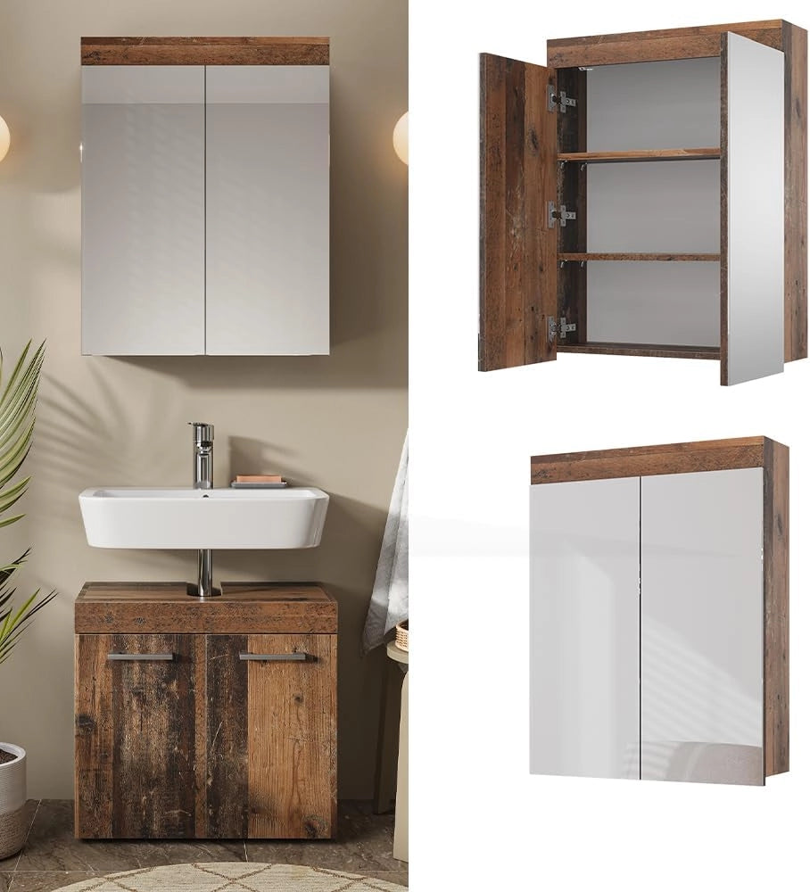 Specchio contenitore bagno Luna, Oldstyle, 60 x 77 cm