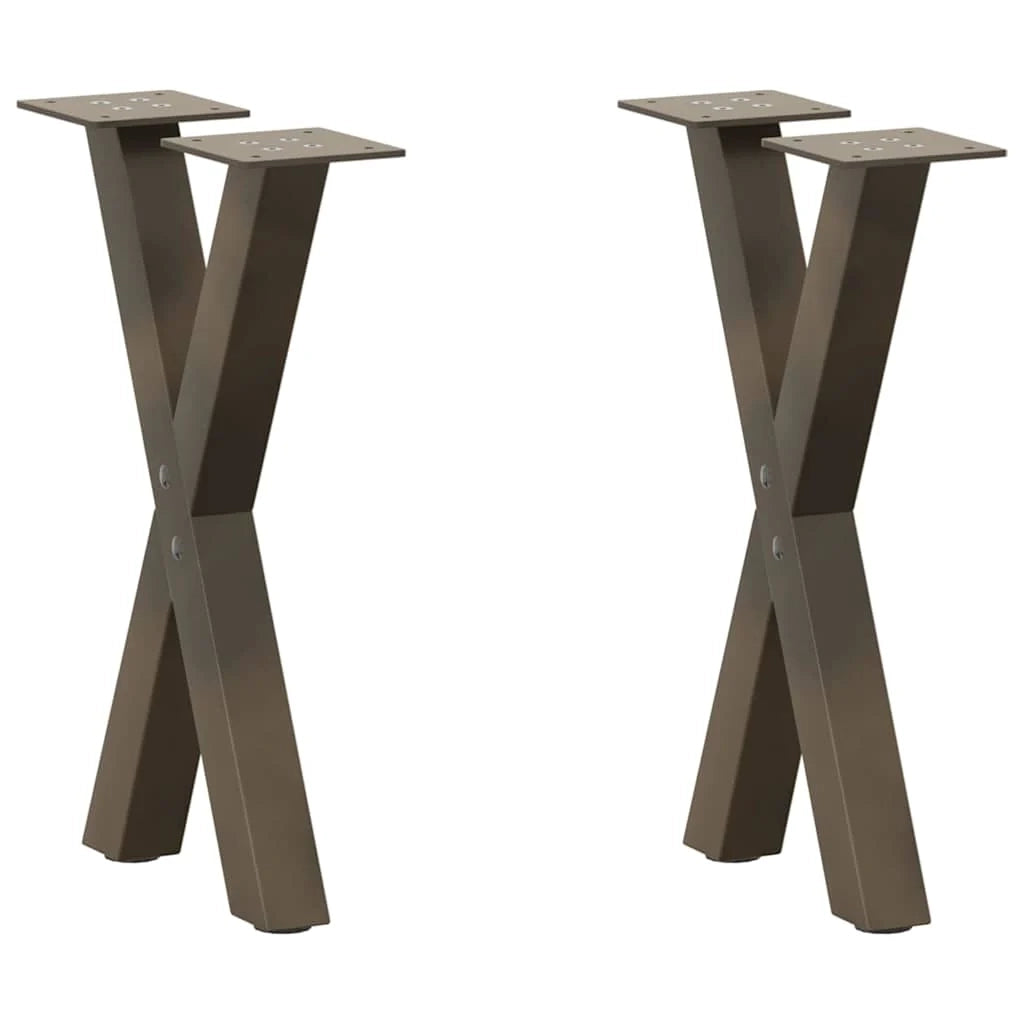 Set di 2 gambe per tavolino da caffè a forma di X 28 x 43 cm con piedini regolabili design moderno acciaio naturale 02_0057166