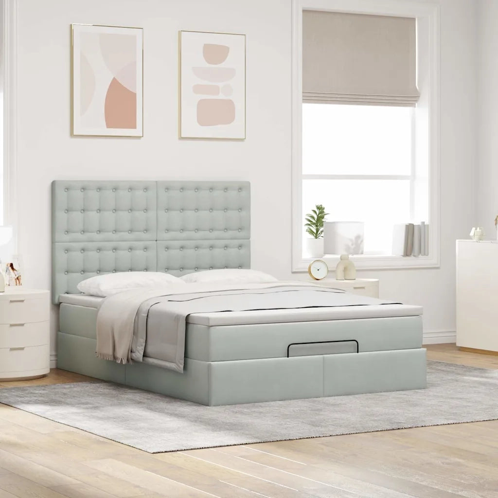 Struttura Letto Pouf con Materassi 140x200 cm in Velluto 3313619