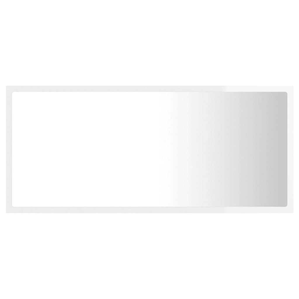 Specchio da Bagno LED Bianco Lucido 90x8,5x37 cm in Acrilico