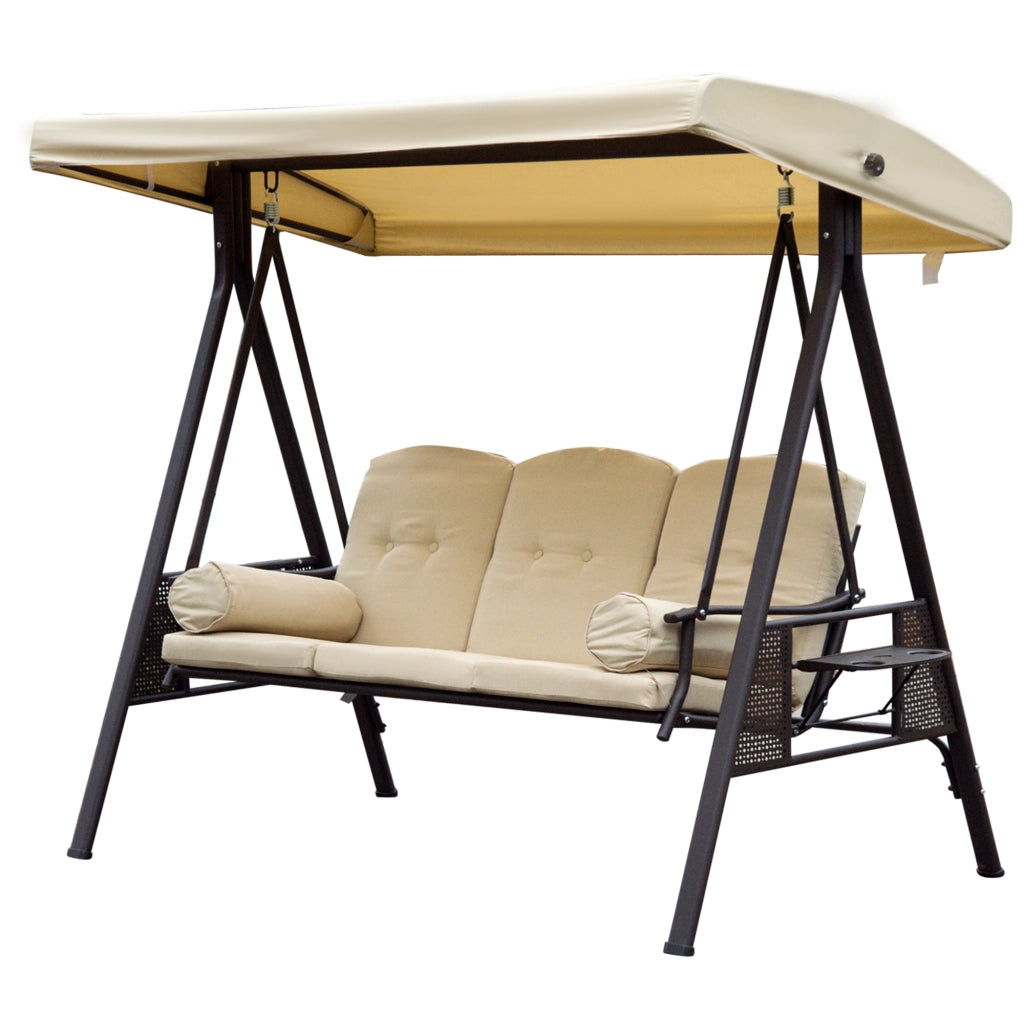Dondolo da Giardino 3 Posti ¨C zephmum ¨C Metallo, Beige, 208x121x172 cm