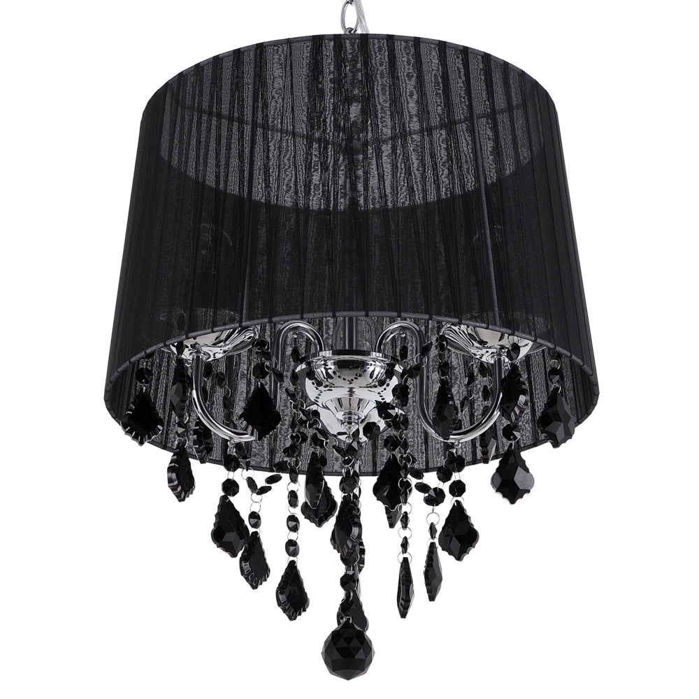 Lampada a Sospensione Lampadario in Cristallo argento Nero a 3 Luci