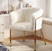 Set di 2 sedie relax con quattro gambe in metallo in pelliccia sintetica bianca