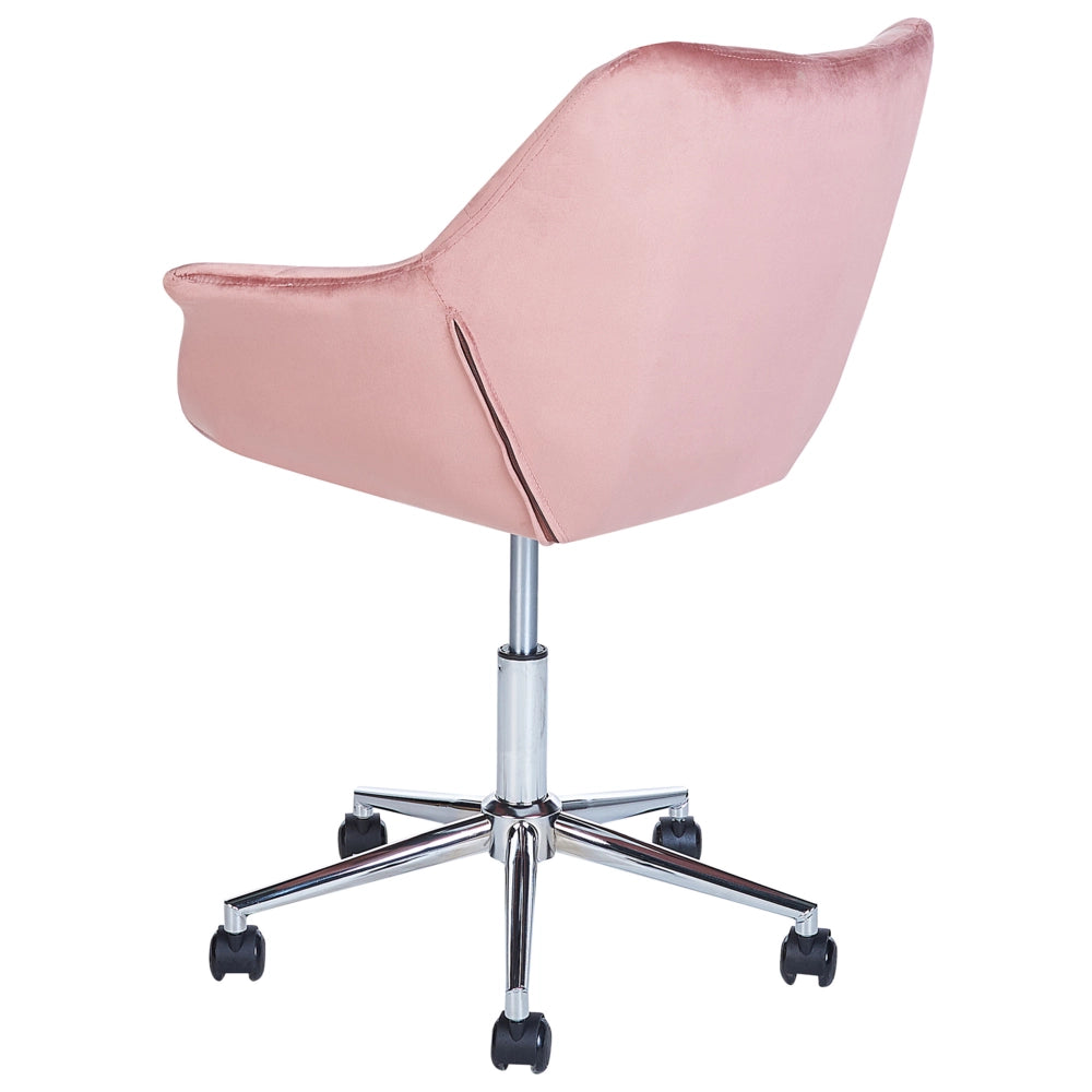 Sedia da ufficio in velluto rosa girevole regolabile in altezza stile moderno home office