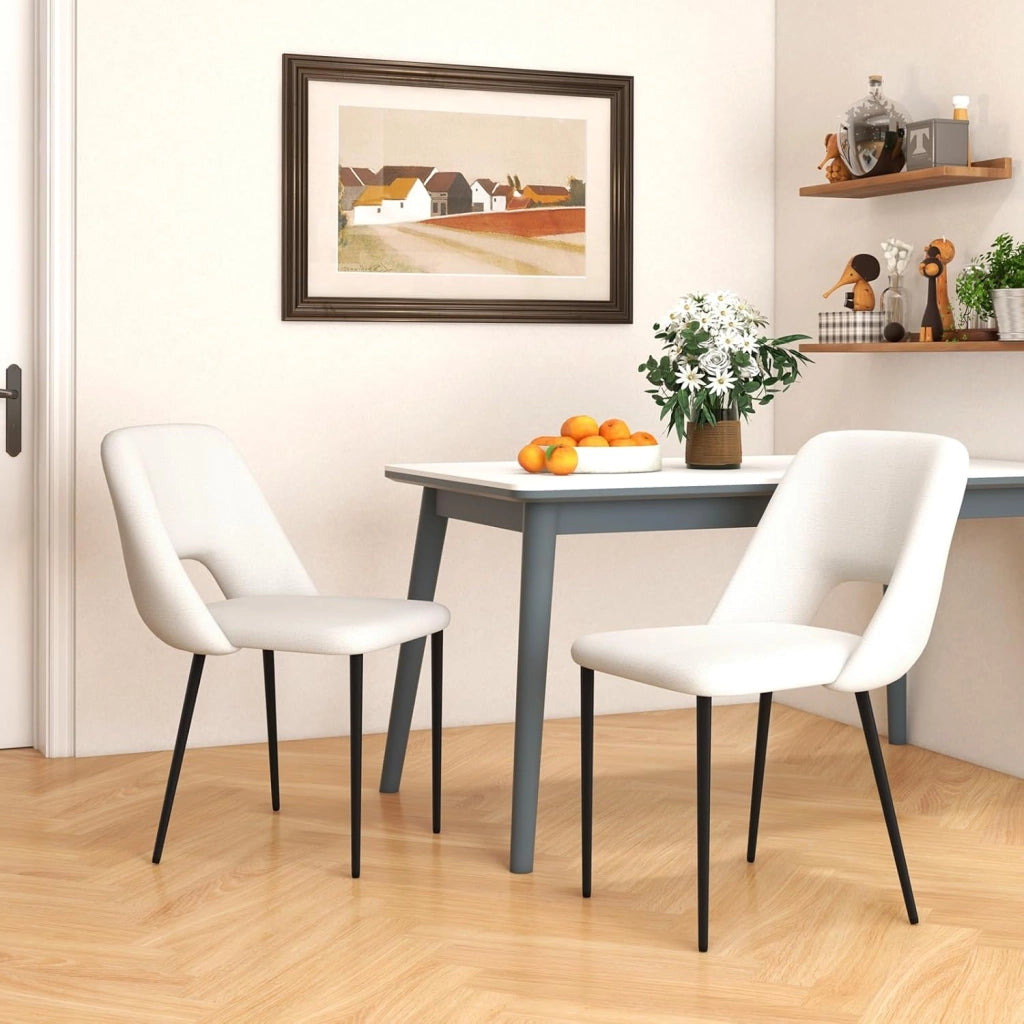 Set di 2 sedie per sala da pranzo, sedie da cucina imbottite, sedie da soggiorno, sedie da pranzo con schienale, sedie imbottite senza braccioli, con gambe in metallo, portata fino a 150