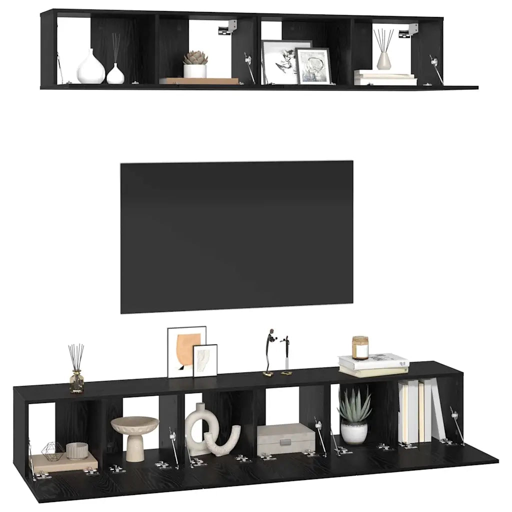 vidaXL Set mobile TV 5 pcs Rovere nero 100 x 30 x 30 cm