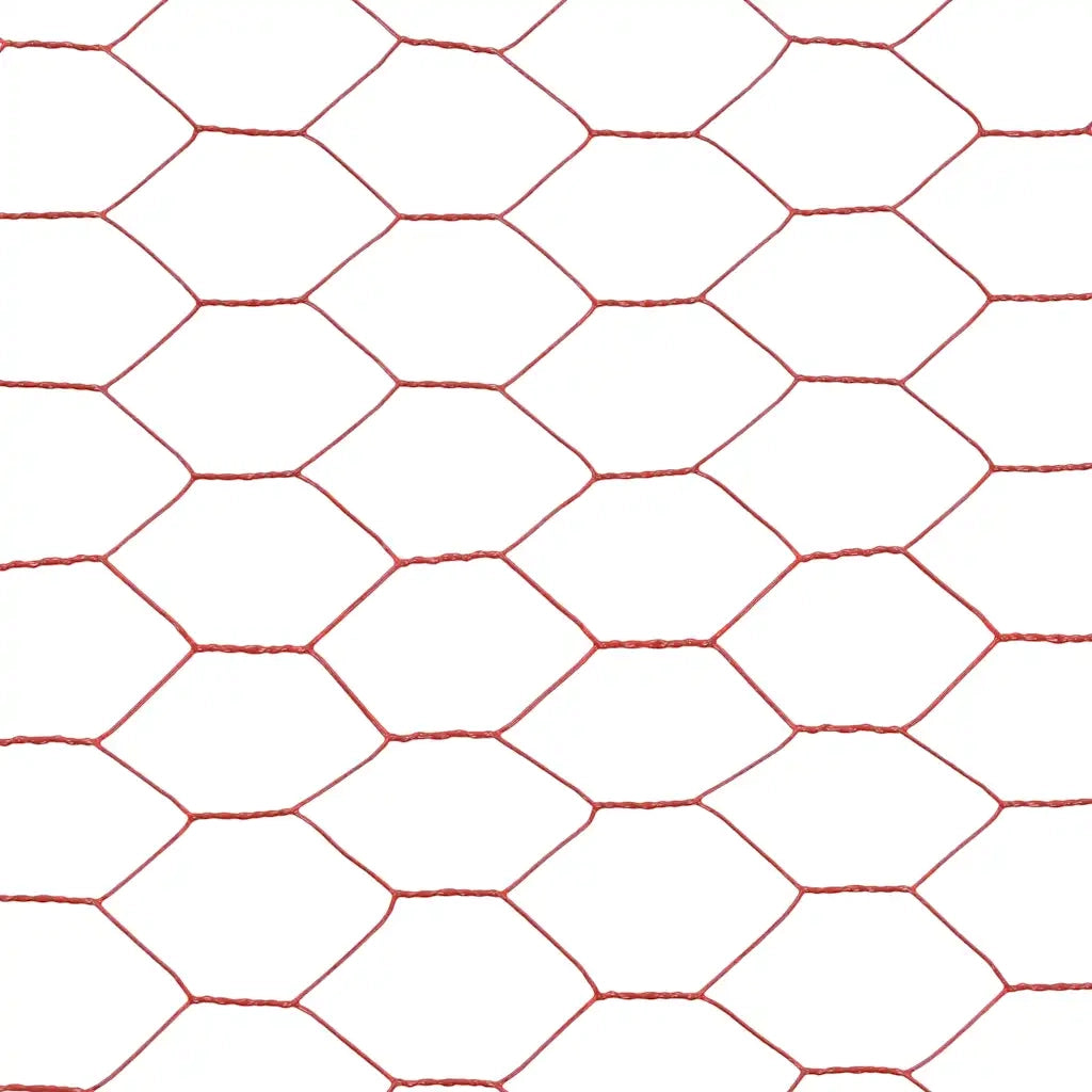 Recinzione in Rete per Pollaio in Acciaio e PVC 25x1 m Rossa 143304