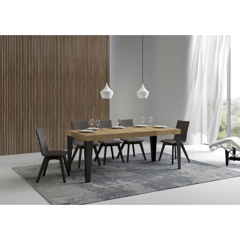 Tavolo allungabile 90x140/244 cm Flame Premium telaio Antracite - Quercia Natura