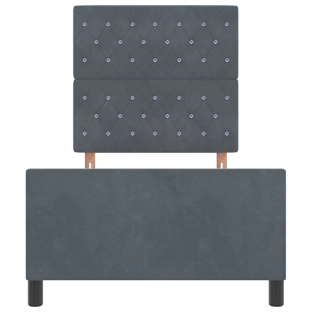 Letto a molle con testiera-Rete con Testiera Grigio scuro 100 x 200 cm Velluto 473085