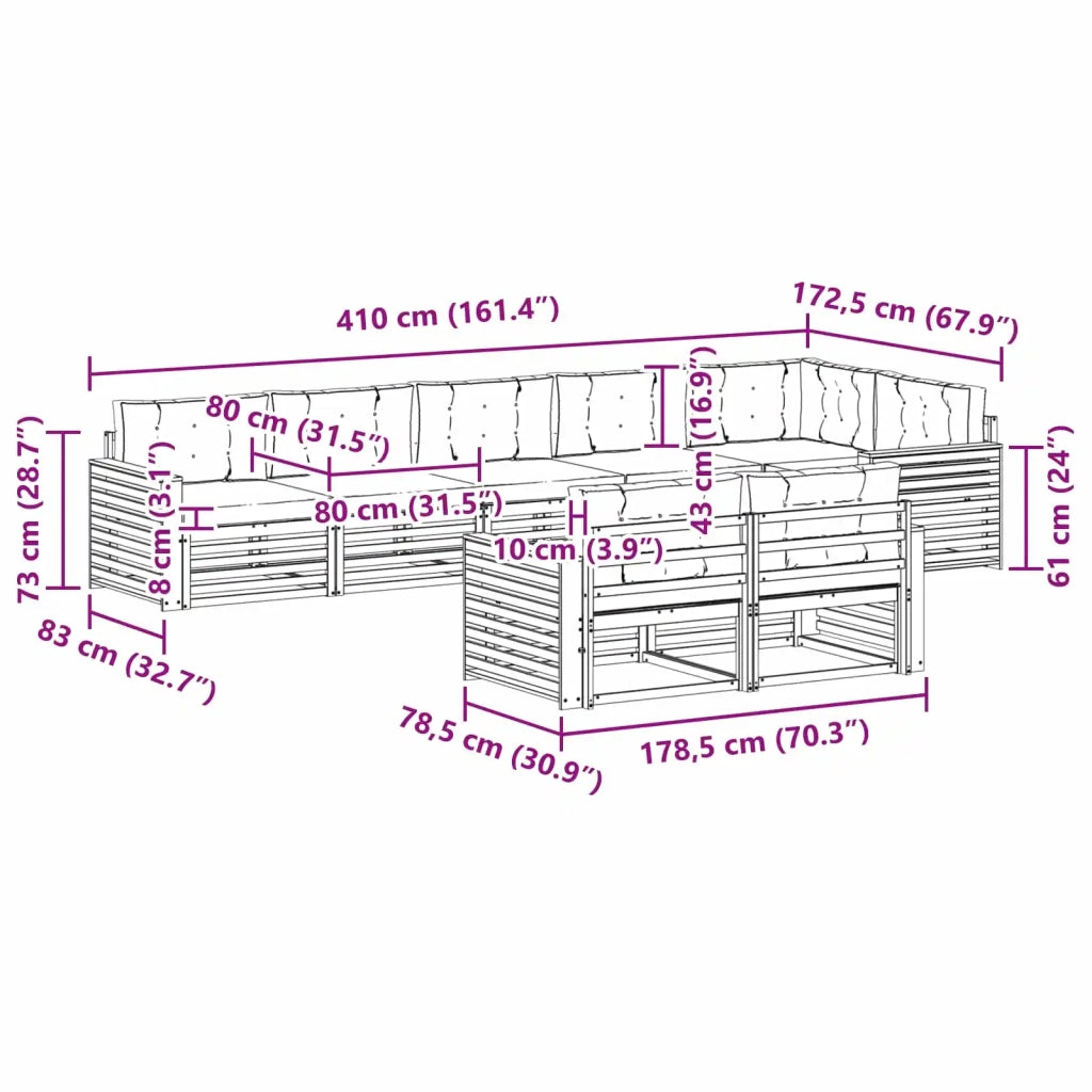 Set di divani da esterno 8 pcs Grigio Naturale e Chiaro 3373666
